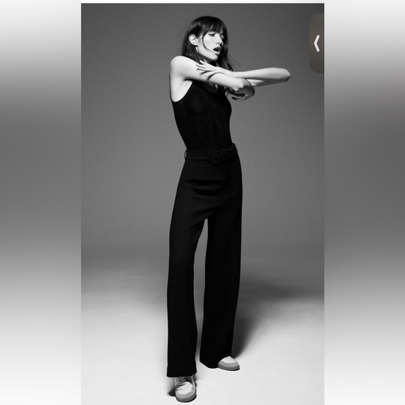 Zara Pants - Zara belted black pants Small